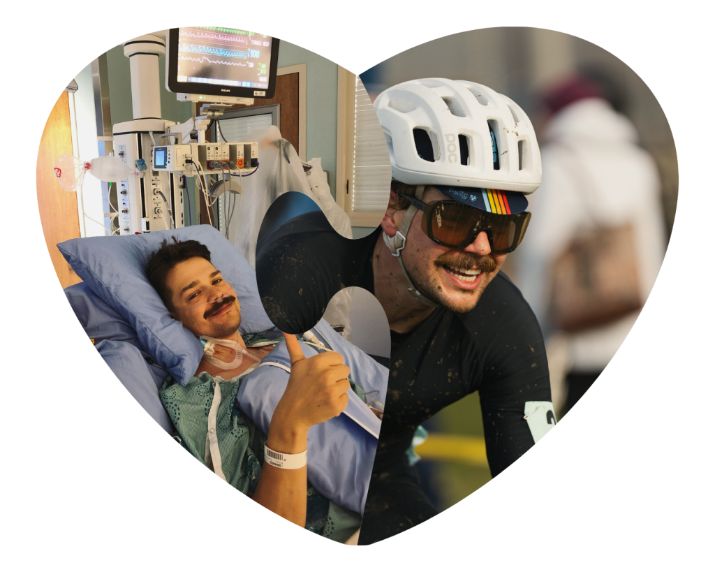 Cody at the Institute and then back to cycling after surgery.