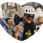 Cody at the Institute and then back to cycling after surgery.