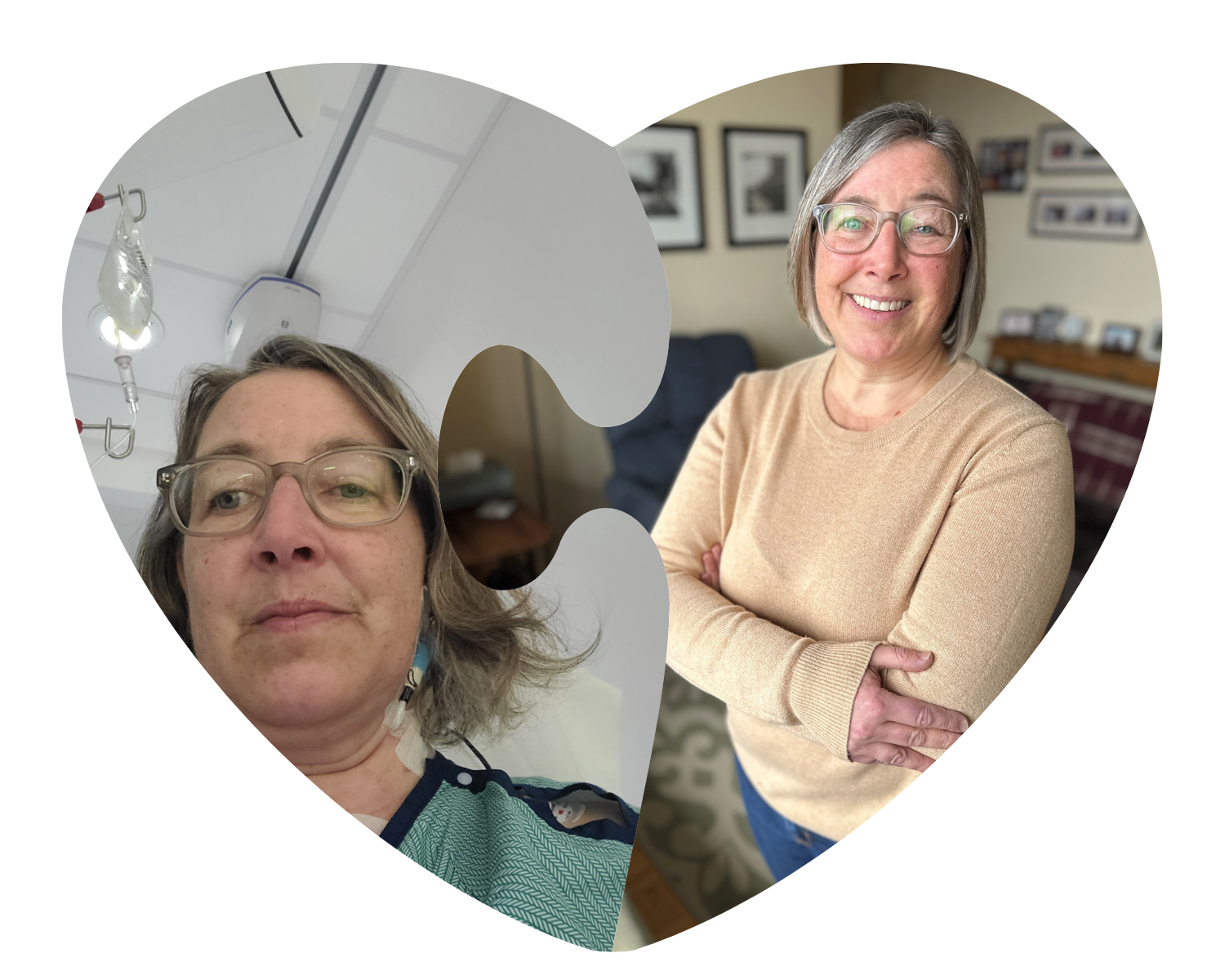 Cheryl during her stay at the Heart Institute and Cheryl feeling better today.