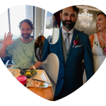 Kenton Leier in hospital and on his wedding day with his bride, Tanya